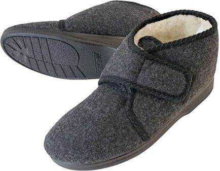 Filt Hjemmesko Herre. Med Velcro og gummisål - til unge og ældre mænd