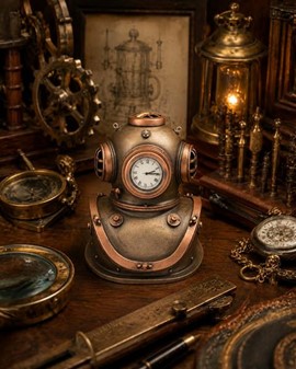 GAVE TIL DYKKER. Unik Veronese figur i form Steampunk dykkerhjelm