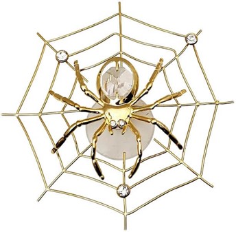 GAVE TIL KVINDE. Forgyld, dekoreret med Swarovski krystaller edderkop