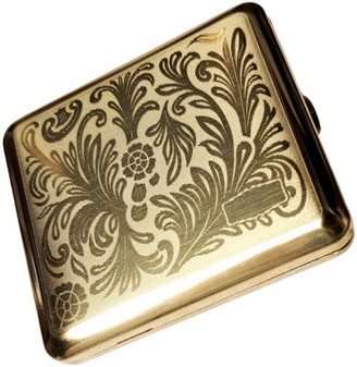 GAVE TIL MORS DAG. Den smukkeste guldfarvet metal cigaretetui