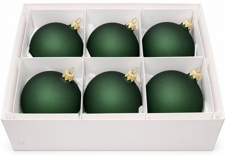 Spektakulær polske glas julekugler i intens grøn mat, Ø 8 cm 6 stk
