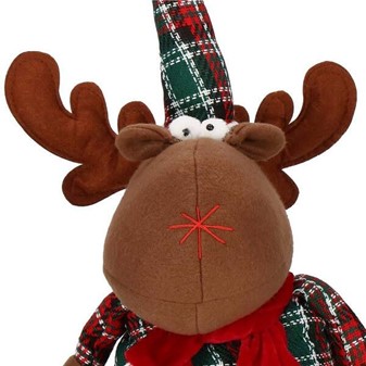 Sjov julepynt. Smuk stort rensdyr figur på teleskopben. H: 50 - 65 cm