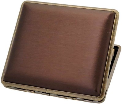 Elegant brunt cigaretetui i metal til 18 stk. - Holdbart & stilfuldt