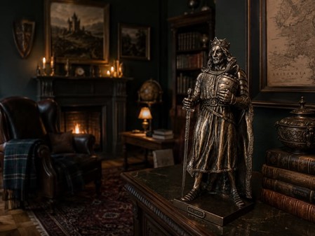 GAVER TIL MÆND. Flot dekorativ bronze figur af Kong Arthur