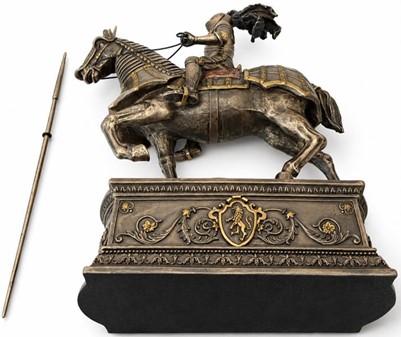 Middelalderridder på hest – majestætisk bronzefigur til hjemmet