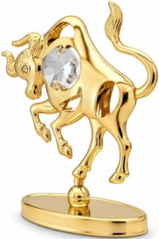 STJERNETEGN FIGUR TYR. Forgyldt og indlagt Swarovski Krystaller
