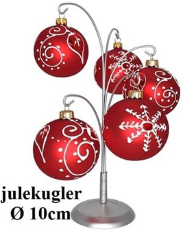 Metalstativ til 5 stk julekugler i guld og sølv at vælge imellem