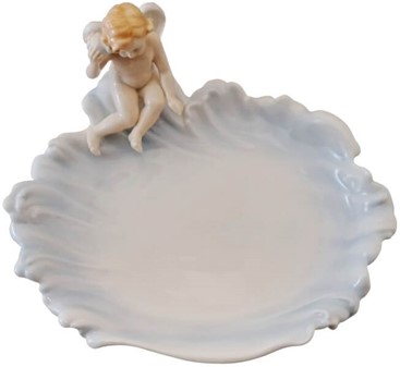 JULEBORD DEKORATION. Elegant porcelæn tallerken med englemotiv