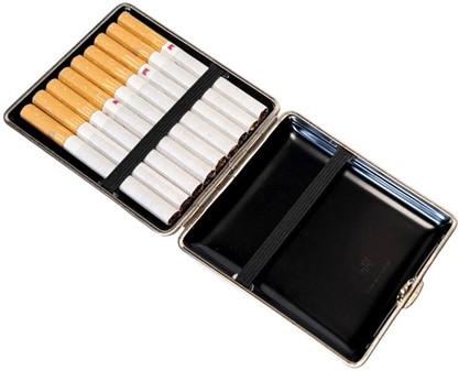 GAVE MAND 40 ÅR. Billige tyske cigaretetui VH, kunstlæder i blå marmor