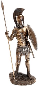 GODE IDEER TIL INDRETNING. Bronze figur af spartanske kriger med spyd