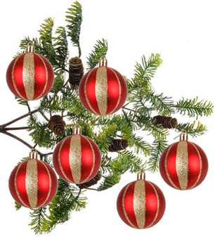 Plast julekugler med glitter, fire farver til at vælge, Ø 6 cm, 6 stk