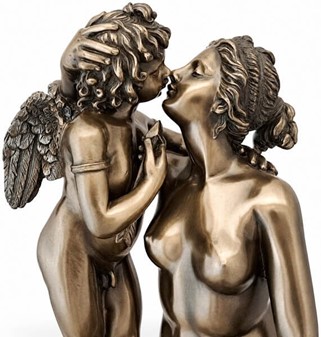 Amor og Psyke Figur. Romantisk bronzeskulptur til tidløse øjeblikke