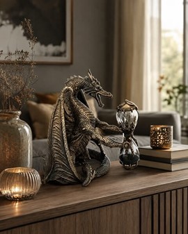 TIMEGLAS. Unik Veronese skulptur af dragen med timeglas i hænderne