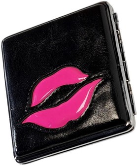 Elegant Valentins Gave: Læder Cigaretetui med Lyserødt Kys