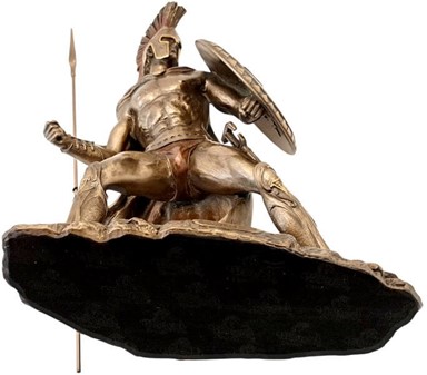 Leonidas Figur. Imponerende Spartanske Konge i Bronze