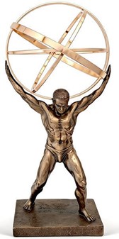STUE DEKORATION. Eksklusiv Titanen Atlas Bronze Figur
