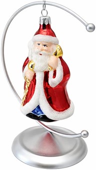 Polsk julepynt online. Glas figur af julemand i rød pels. H 11 cm