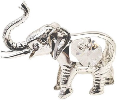 Elefant figur. Smuk sølvbelagt figurine med fire Swarovski krystaller