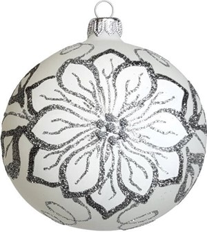 Hvide juletræskugler glas. Smukke håndblæste julekugler. Ø 10 cm 6 stk