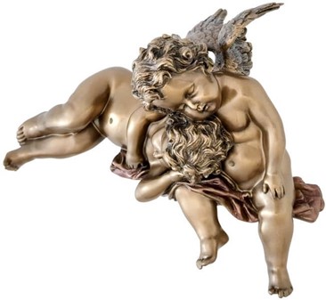 JULEGAVE IDEER TIL HENDE. Smuk bronzefigur af sovende to engle