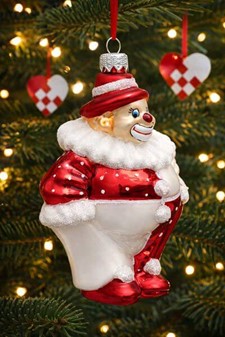 Flot julekugler figur. Stor polsk glas figur af sjov klovn. 12,4 cm