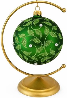 Billige grønne glas julekugler med et plantemotiv, Ø 10 cm 6 stk