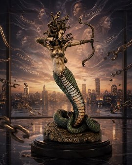 Frygtindgydende smuk Medusa figur. Iøjnefaldende smuk boligindretning