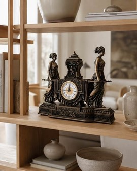 INSPIRATION TIL INDRETNING. Imponerende Art Deco ur i bærestol form