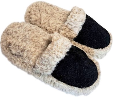 JULEGAVER TIL MANDEN. Varme, sort - gråt, uld sutsko herre, 239 kr.