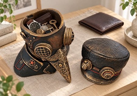 DEKORATION TIL STUEN. Impossant figur af Pestlægen i Steampunk stil