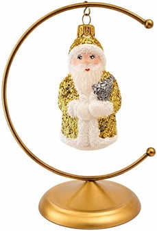 Guld julemand glasfigur (10 cm) | Eksklusiv julepynt i glas