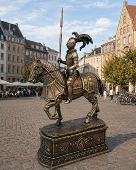 Middelalderridder på hest – majestætisk bronzefigur til hjemmet