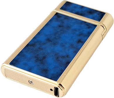 USB Elektrisk Lighter med Dobbelt Lysbue. Guld og Blå Marmor Finish