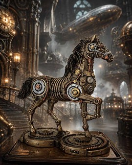 Enestående Steampunk Hest: Unik Bronze Kunst – Drømmenes Mekanik!