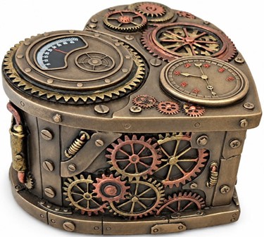18 ÅRS GAVE. Unik hjerteformede smykkeskrin i Steampunk stil