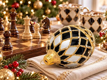SORT JULEPYNT. Eksklusiv Fabergé-inspireret Julepynt i Håndmalet Glas