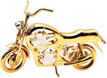 SMÅ GAVER TIL HAM. Guldbelagt motorcykel med Swarovski krystaller