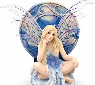 Blå Himmel Fe Figur. En Drøm i Marmor. Fantastisk Polyresin Figur
