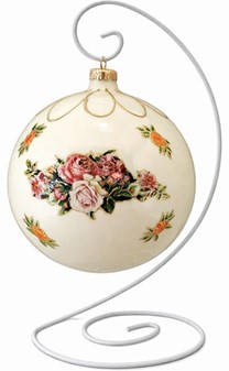 HVIDT JULEPYNT. Eksklusiv stor julekugle i mundblæst glas, Ø 15 cm