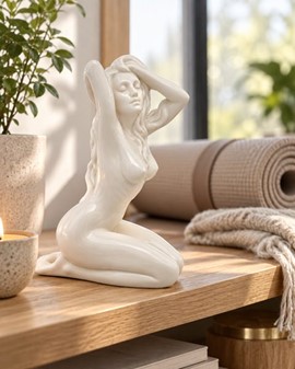 ROMANTISKE GAVER. Hvide porcelænsfigur af en nøgen kvinde