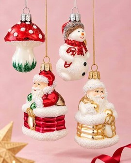 JULEKUGLER FIGURER. Eksklusivt julesæt med 12 mundblæste glas figurer