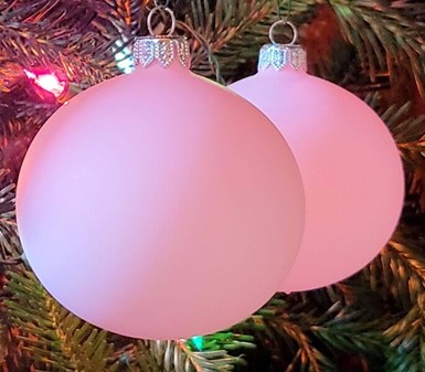 Spektakulær polske glas julekugler i mat pulverrosa, Ø 8 cm 6 stk