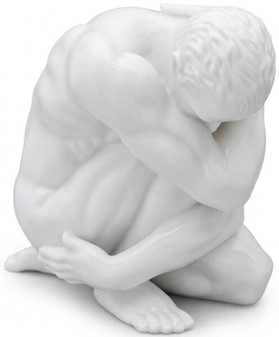 ATLET. Nøgen Mand Porcelæn Figur, der Forener Styrke og Skønhed
