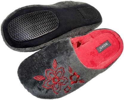Bløde og fluffy dame slippers med broderi. To farver at vælge imellem