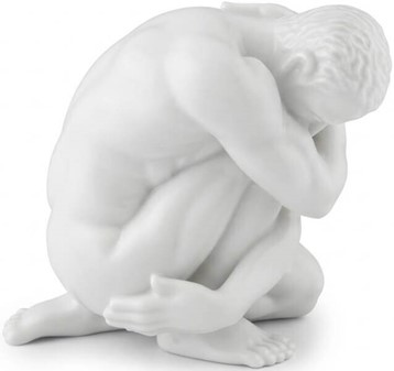 ATLET. Nøgen Mand Porcelæn Figur, der Forener Styrke og Skønhed