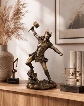 Thor Figur med Mjølner – Eksklusiv Statue til Det Moderne Hjem