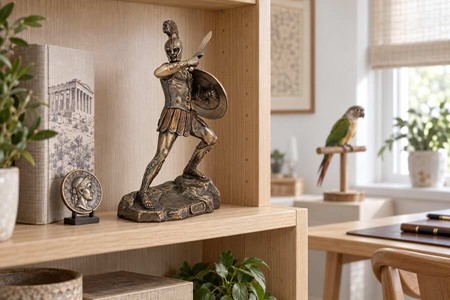 GRÆSKE HELTE. Bronze figur af Hektor den tapreste af trojanske krigere