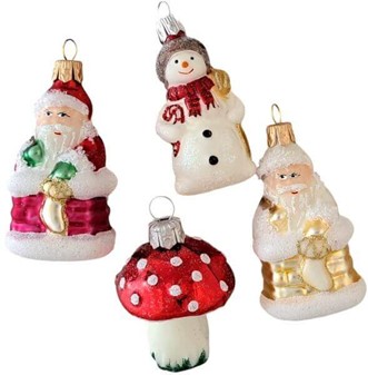 JULEKUGLER FIGURER. Eksklusivt julesæt med 12 mundblæste glas figurer