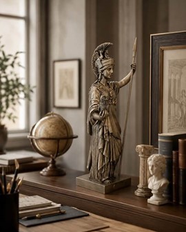 Imponerende Athene Gudinde Figur. Græsk Myndighed til Kontor og Hjem