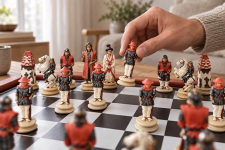 FØDSELSDAGSGAVE TIL HAM. Spændende skak med samurai krigere figurer